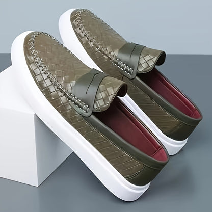 Men's Casual Slip-On Oxford Shoes with Thick Rubber Sole