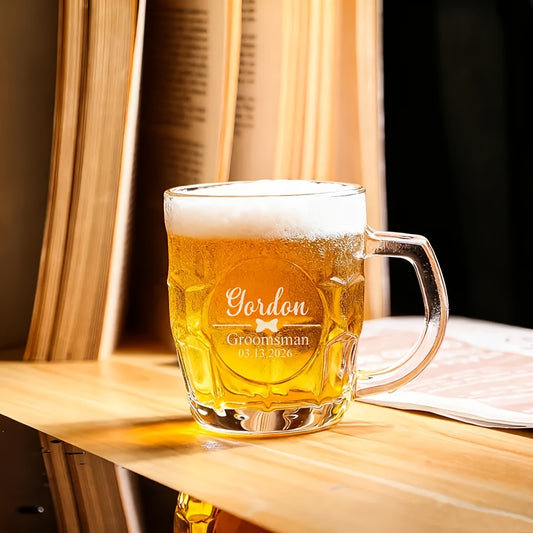 Personalized Glass Beer Mug Set for Wedding Groomsmen Gifts