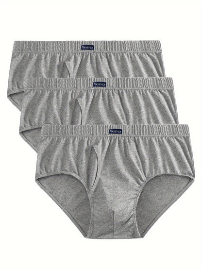 Men's Mid-Rise Cotton Stretch Briefs - Soft, Breathable 3-Pack