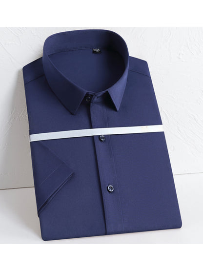 Men's Slim Fit Summer Short-Sleeve Cotton Blend Shirt