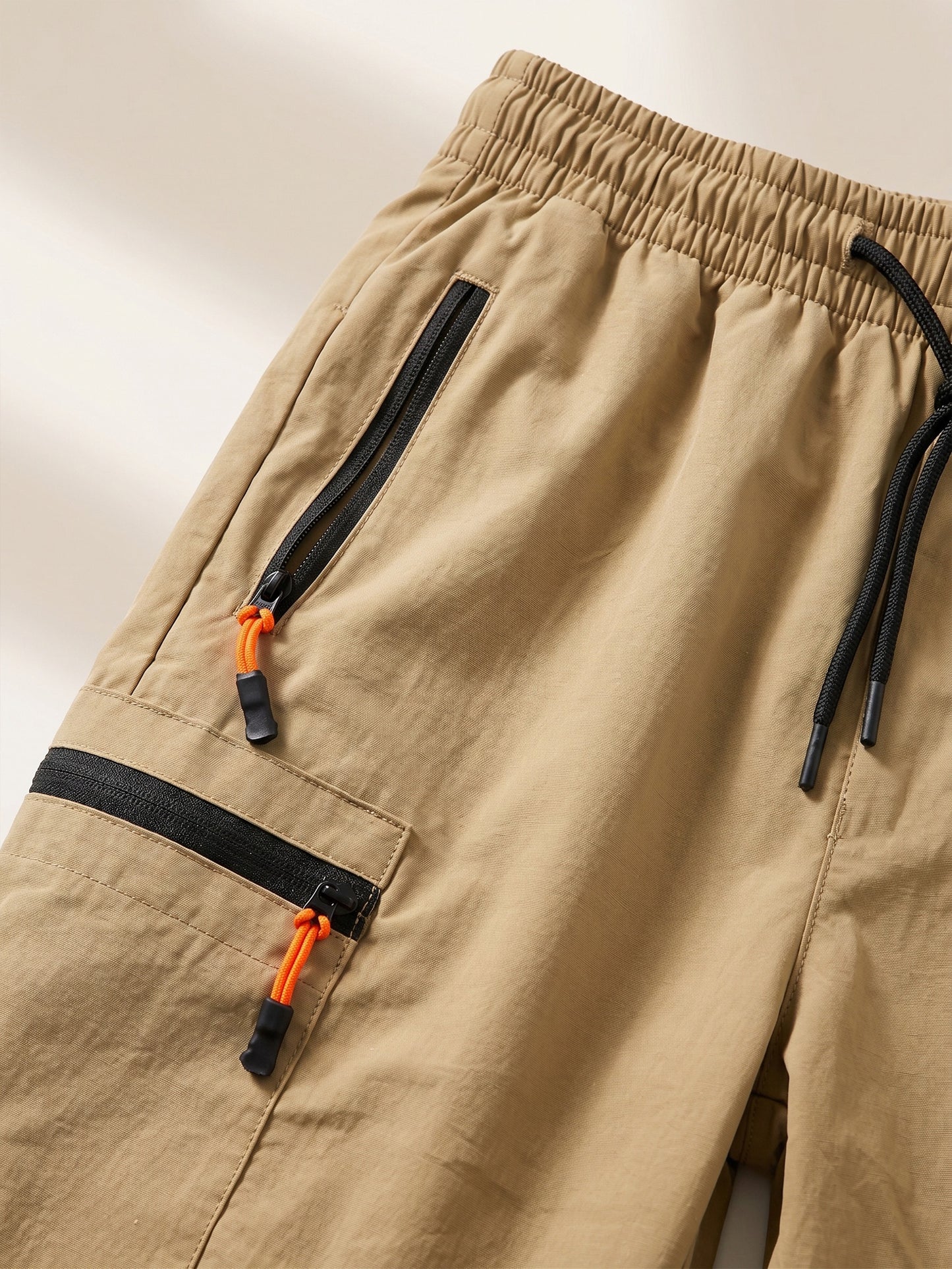 Men's Casual Loose-Fit Cargo Shorts with Elastic Drawstring Waist