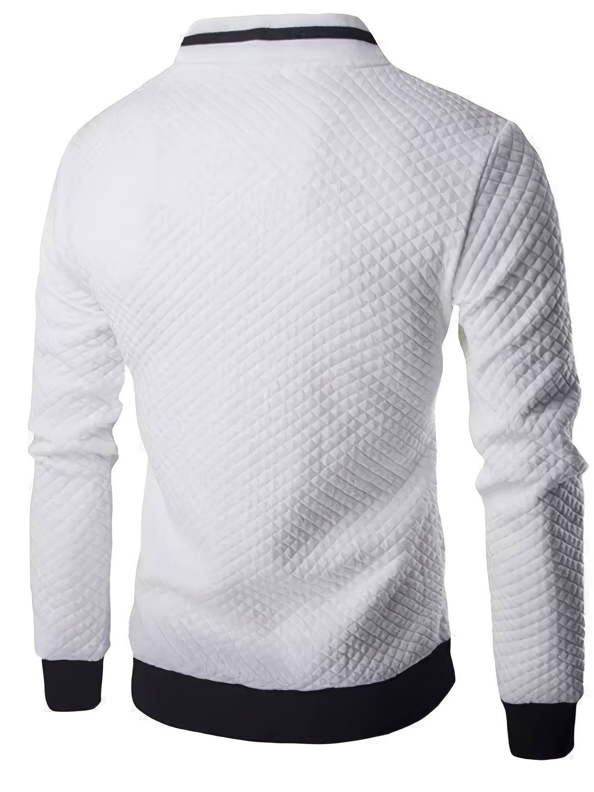 Men's Quilted Baseball Jacket with Stand Collar for Spring/Fall