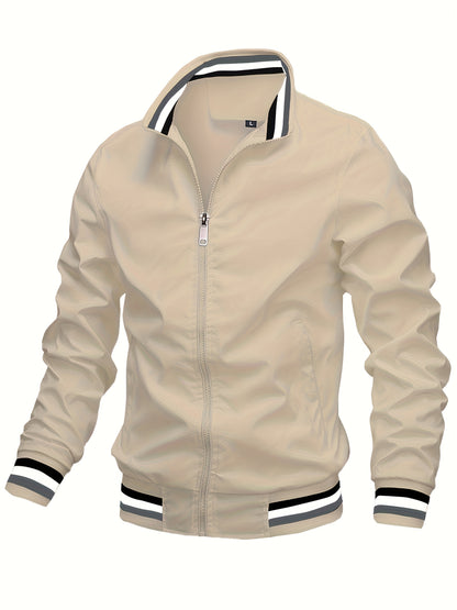 A Men'S Stylish Pilot Jacket, Made of Durable Fabric, Features Classic Striped Details, Perfect for Casual Outings Or Hiking. It Offers a Sense of Confidence And Fashion, Making It an Ideal Gift for Men