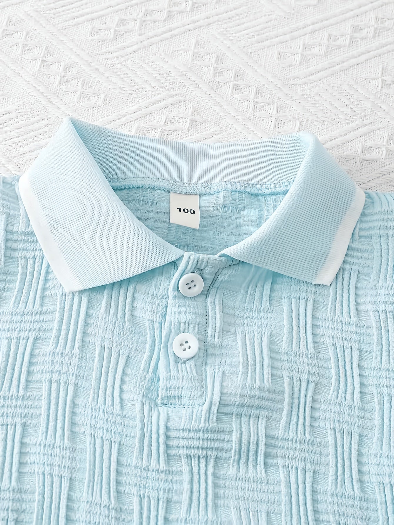 Boys' Summer Casual Half-Button T-Shirt and Shorts Set