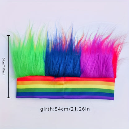 Funky Color-Block Sports Fan Wig in Blue, White & Red