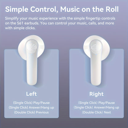 Wireless Earbuds Headphones, 40H Playtime Stereo Ear Buds, LED Power Display Cordless In-Ear Earphones with Microphone for iOS Andriod Cell Phone Sports
