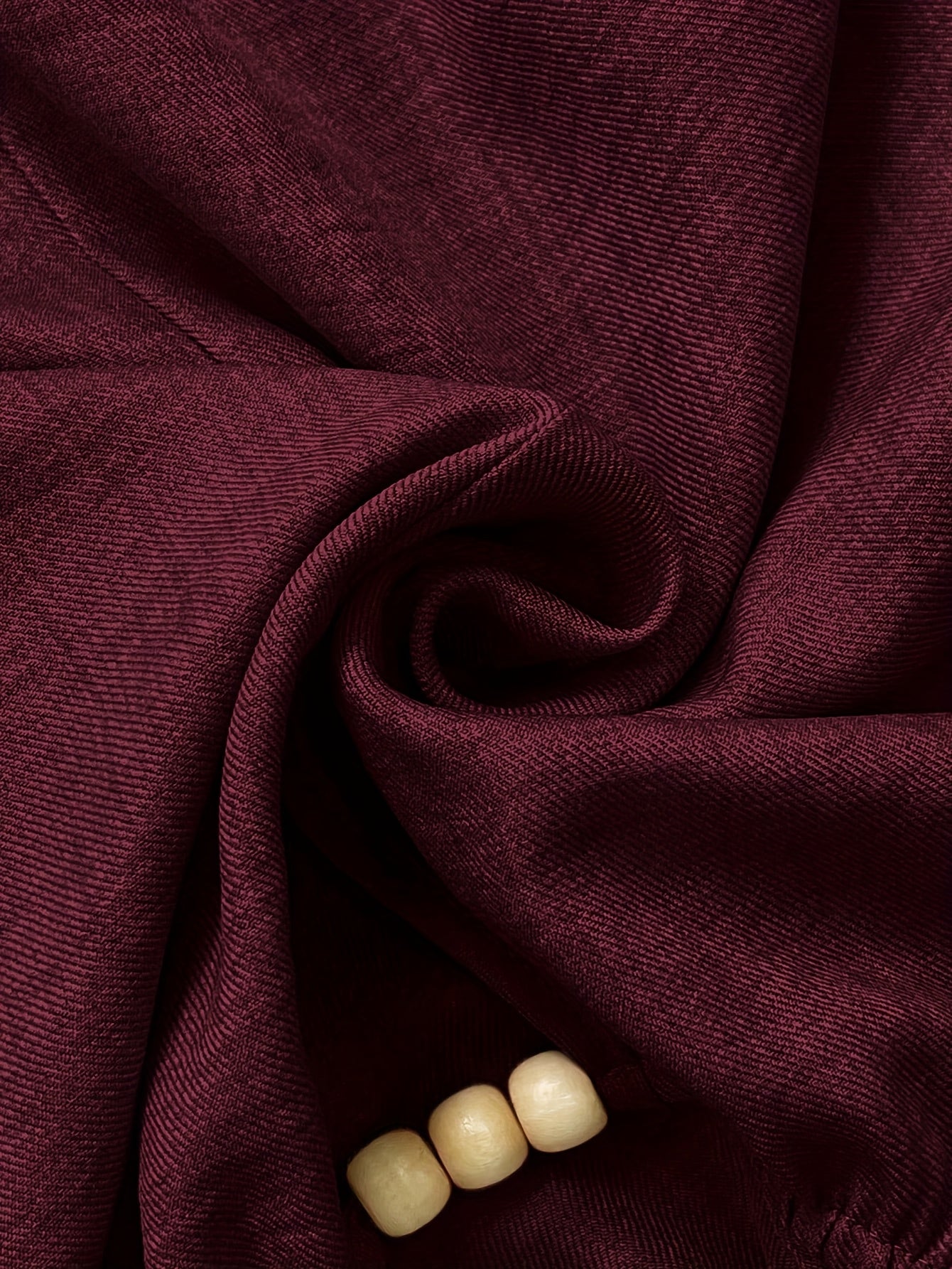 Women'S Elegant Beaded Wrap Shirt - Long Sleeve Round Neck Blouse with Beaded Embellishment, Solid Burgundy/Red/Pink/ - Casual to Formal