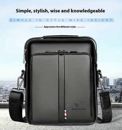Men'S Genuine Backpack - Adjustable Strap, Multiple Compartments, Large Capacity for Daily Commute  Business, Black, Commuting Backpack, Sleek Design, Textured Finish