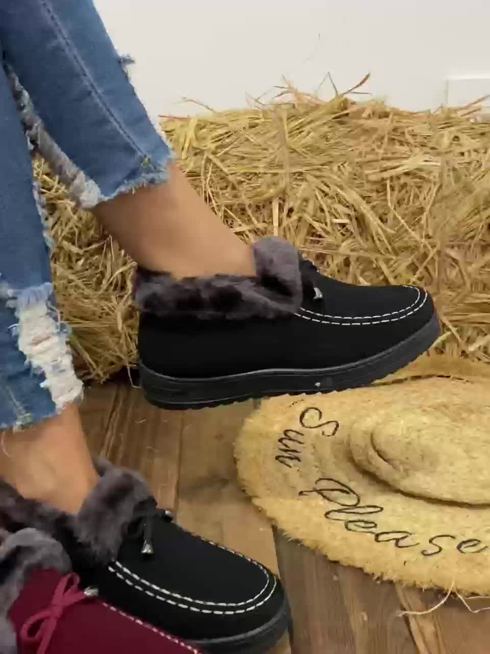 Women's Thick Fleece-Lined Non-Slip Warm Shoes for Winter | Slide On Indoor/Outdoor Casual Ankle Boots, Comfortable Flat Bottom Short , Winter Boots for Women Elegant Classy, Boots with Heels, Wide Width Boots for Women