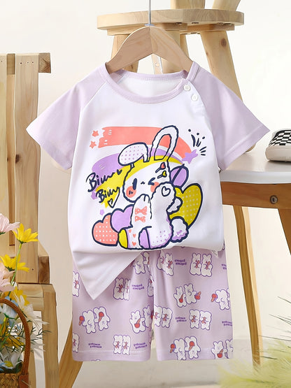 Boys' Casual Cotton Short-Sleeve T-Shirt & Shorts Set for Summer