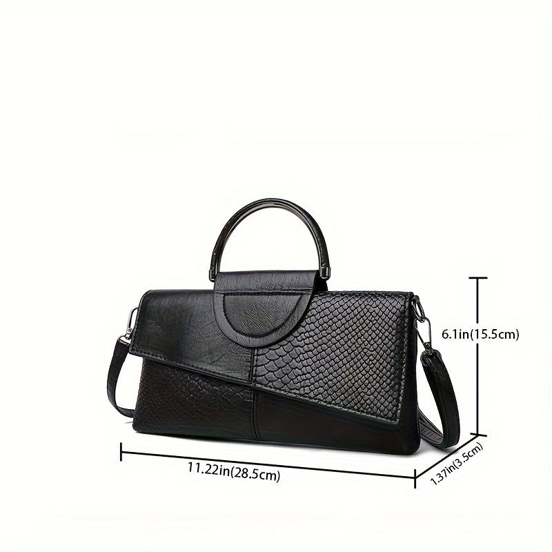 Women's Shoulder Bag Retro Crocodile Pattern Handbag, Women's Elegant Clutch Purse, Fashion Square Crossbody Bag