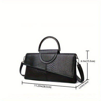 Women's Shoulder Bag Retro Crocodile Pattern Handbag, Women's Elegant Clutch Purse, Fashion Square Crossbody Bag