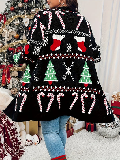 QD0915176 Women's Christmas New Year Cardigan, Casual Elegant Holiday Style, Autumn Winter