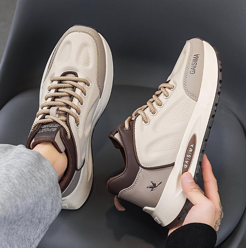Men's Breathable Casual Sneakers - Trendy Dad Shoes with Thick Sole, Lace-Up, Mid-Top Design for Running  Fashion