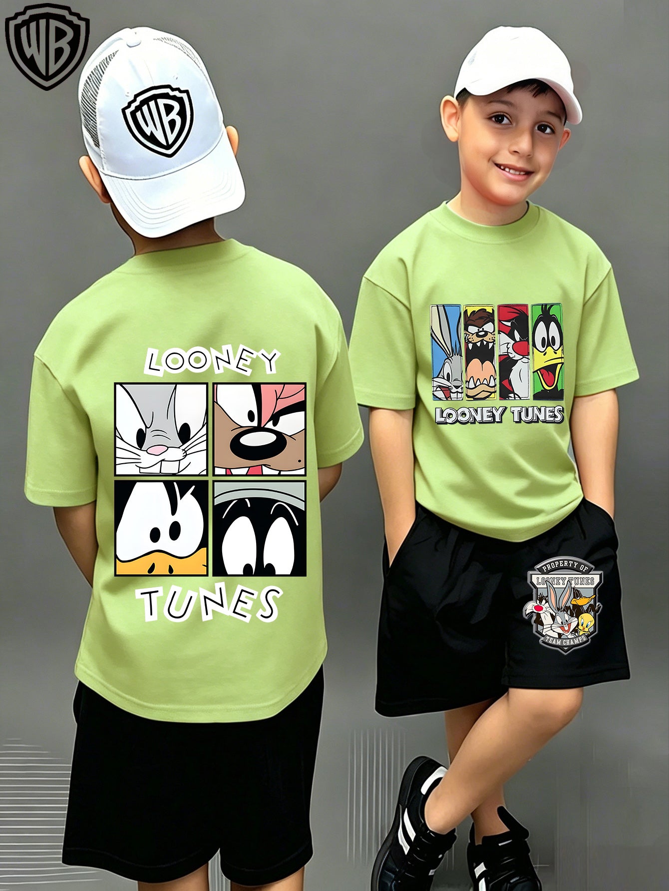 Unisex Cotton Looney Tunes T-Shirt & Shorts Set for Kids