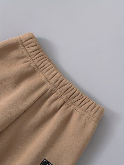 Casual Long Sleeve Hoodie & Joggers Warm Set, LOS ANGELES Letter Embossed Design, 2-piece Boys Co Ord Set For Winter Fall Daily And Outdoor Wear