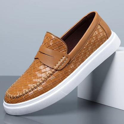 Men's Casual Slip-On Oxford Shoes with Thick Rubber Sole