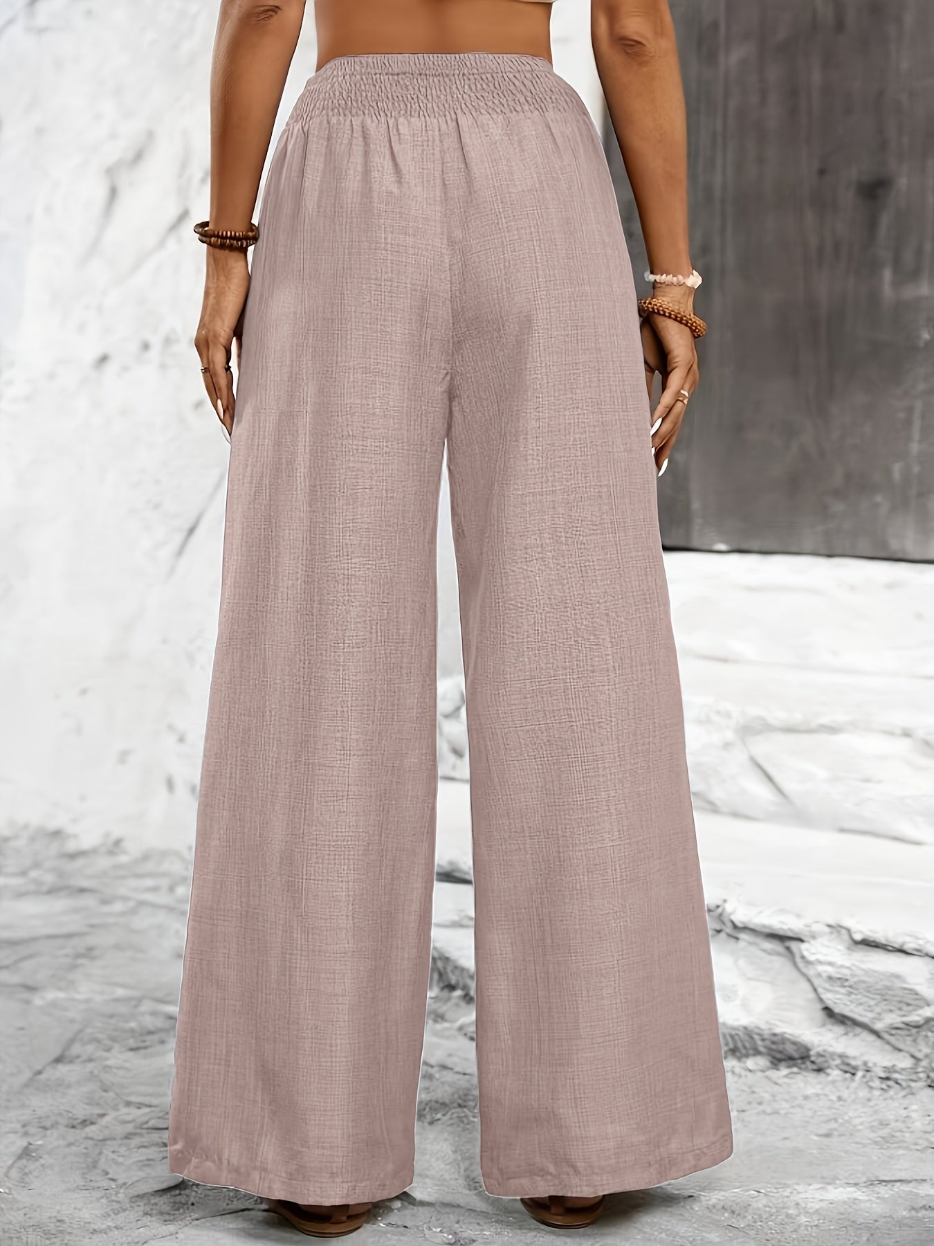 Elegant Solid Color Twisted Knot Straight-Leg Pants