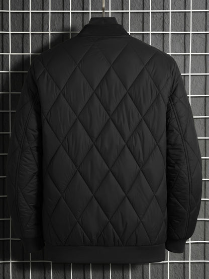 Men's Casual Padded Baseball Collar Coat with Chest Print