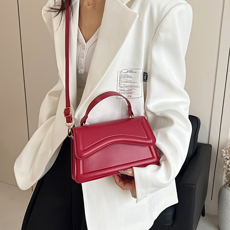 Fresh and trendy small square bag, one shoulder crossbody bag, youthful and sweet style, magnetic buckle closure bag, solid color, internet famous and popular bag