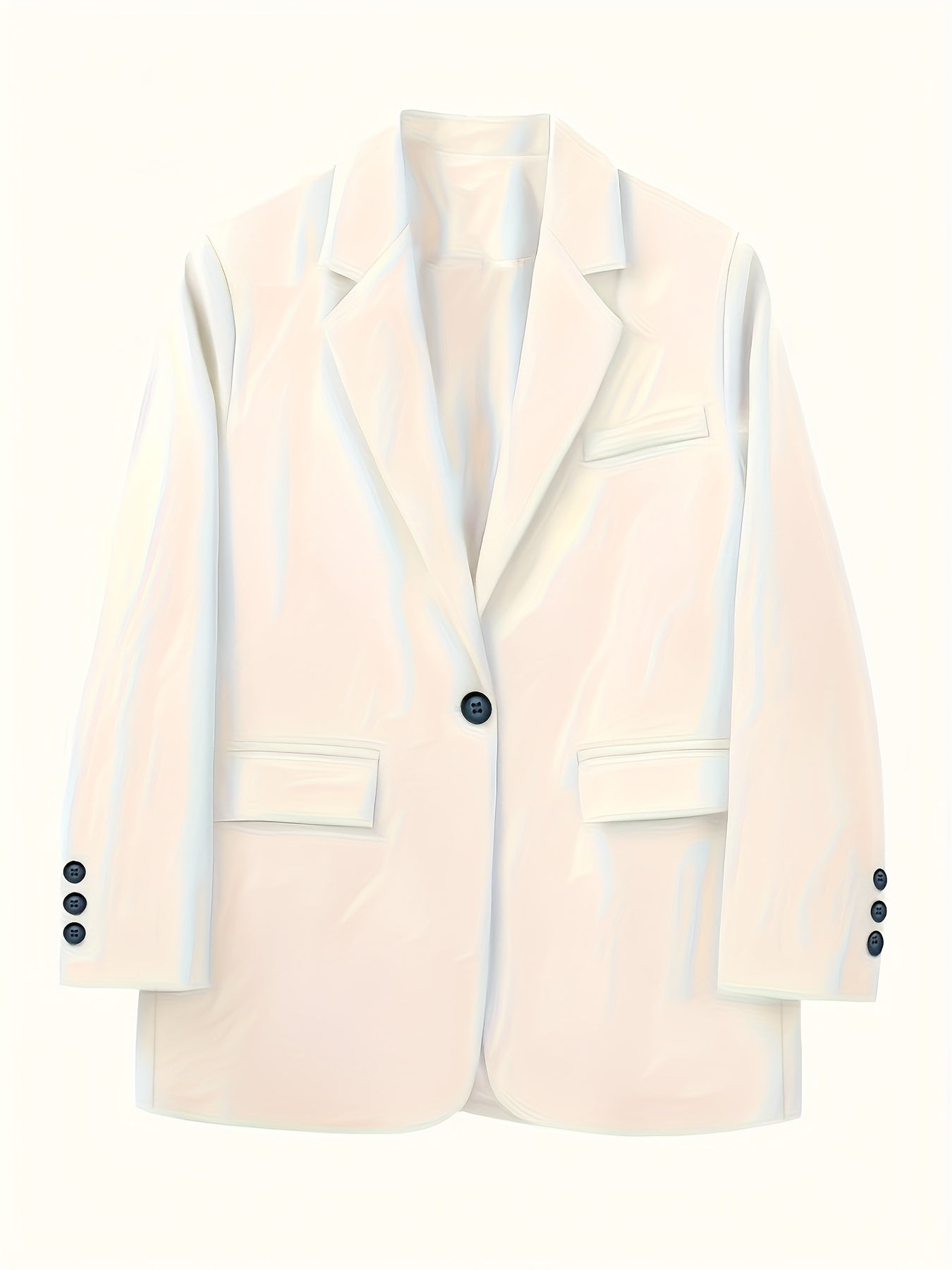 Women'S Chic Casual Blazer - Polyester, Solid Color, Long Sleeve, Button Front with Pockets, Loose Fit, Spring/Fall Jacket, Casual Wear Jacket|Minimalist Jacket|Single lapel Jacke