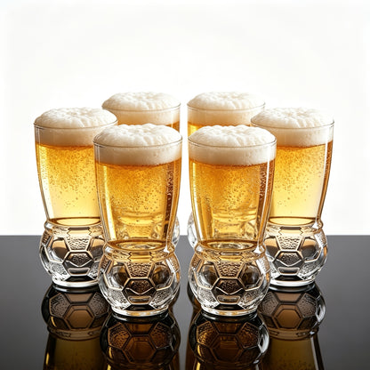 Creative Soccer Beer Glass Cup with Plaid Design, Multipurpose