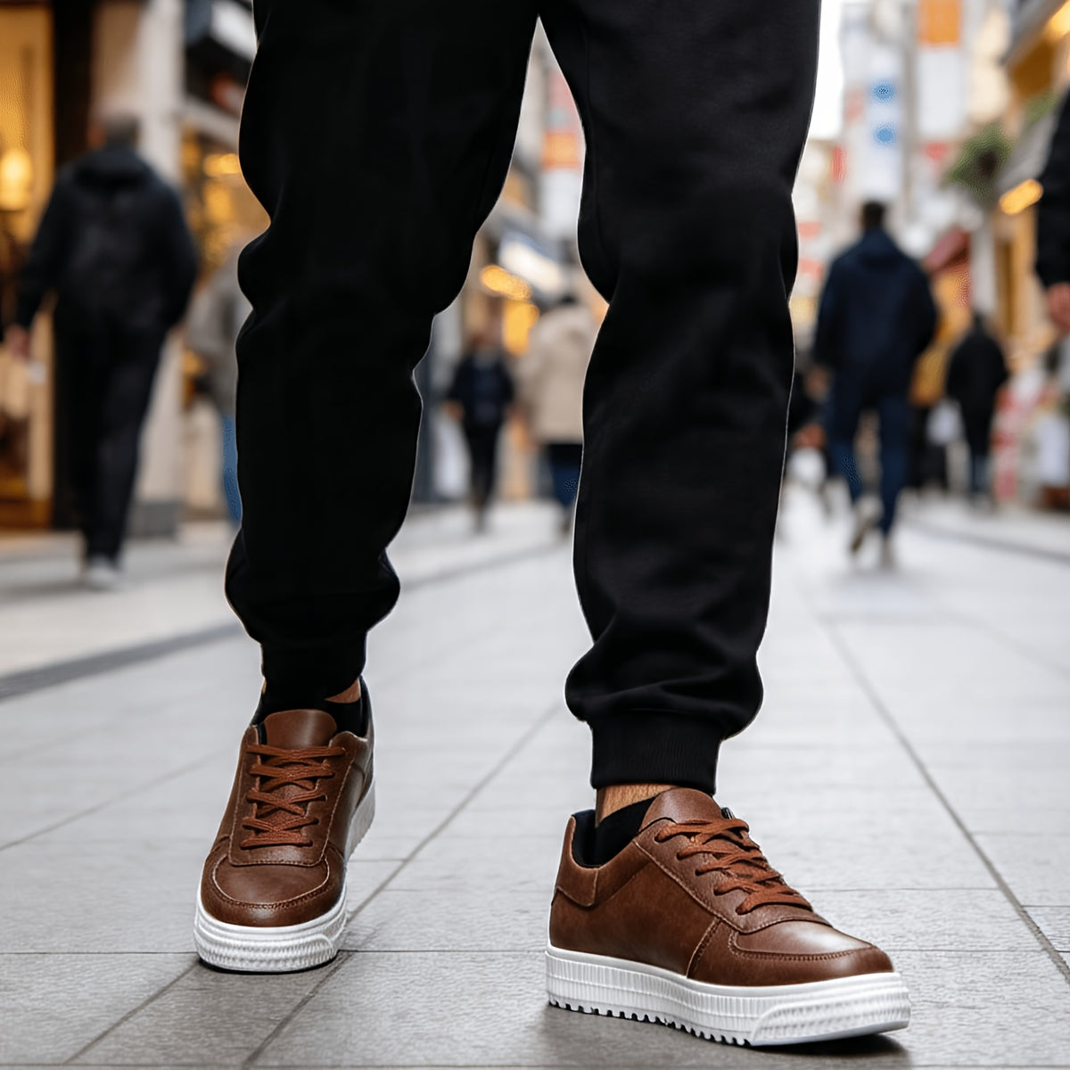 Men's Low-Top Casual Sneakers with Cushioned PVC Sole