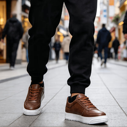 Men's Low-Top Casual Sneakers with Cushioned PVC Sole