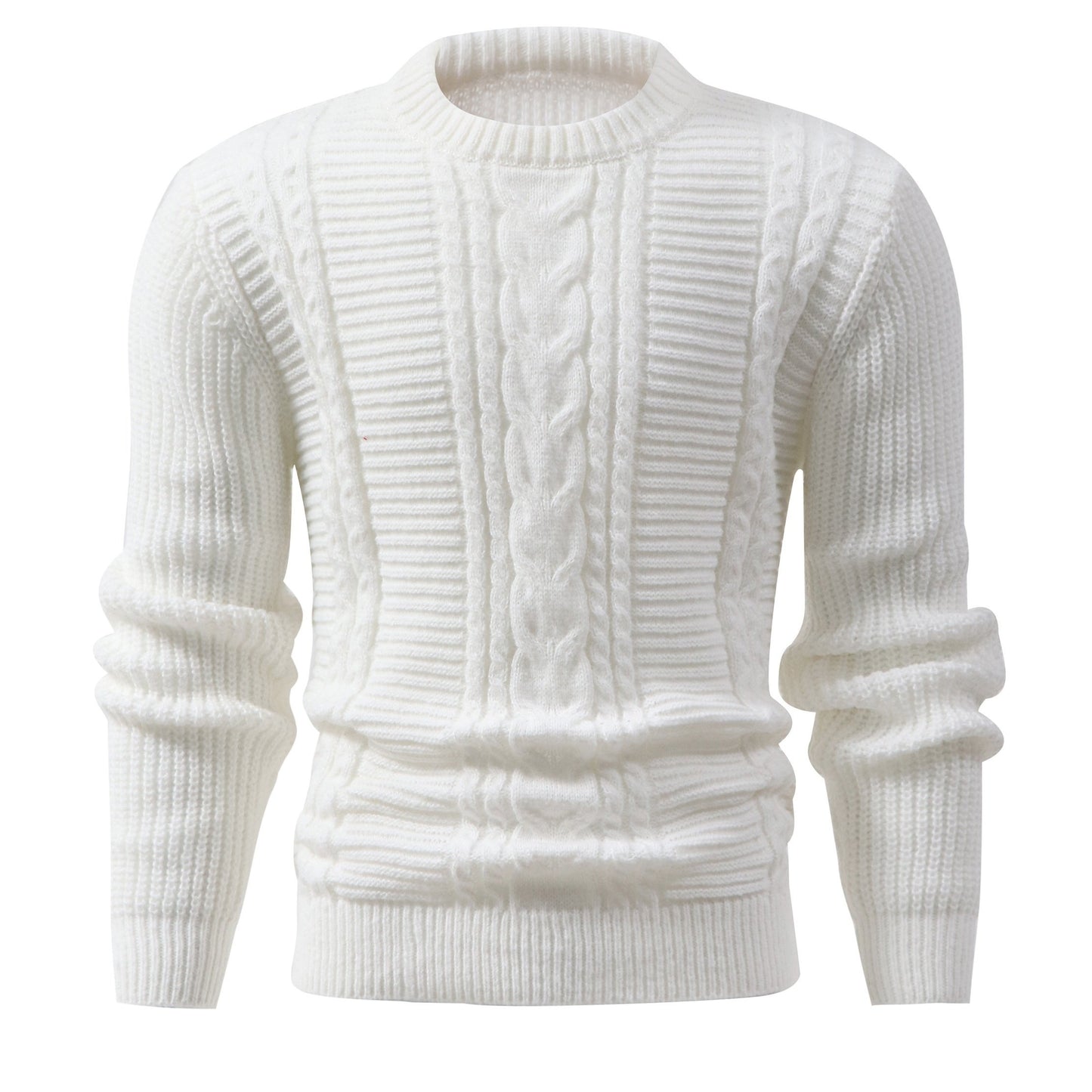 Men's Solid Color Ribbed Knit Sweater - High Elasticity Round Neck Long Sleeve, All-Season Comfort, Regular Fit Casual & Formal Wear, Easy Care Hand Wash/Dry Clean, Comfortable Fashion, Textured Fashion, Highelasticity Fabric
