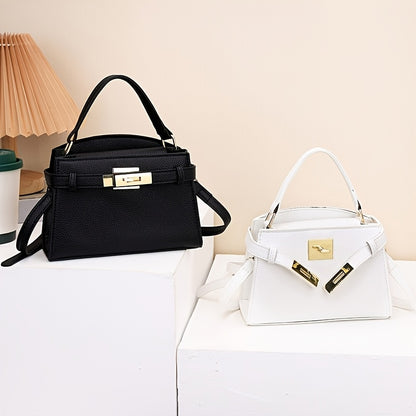 Women’s Solid Color PU Crossbody Bag with Adjustable Strap