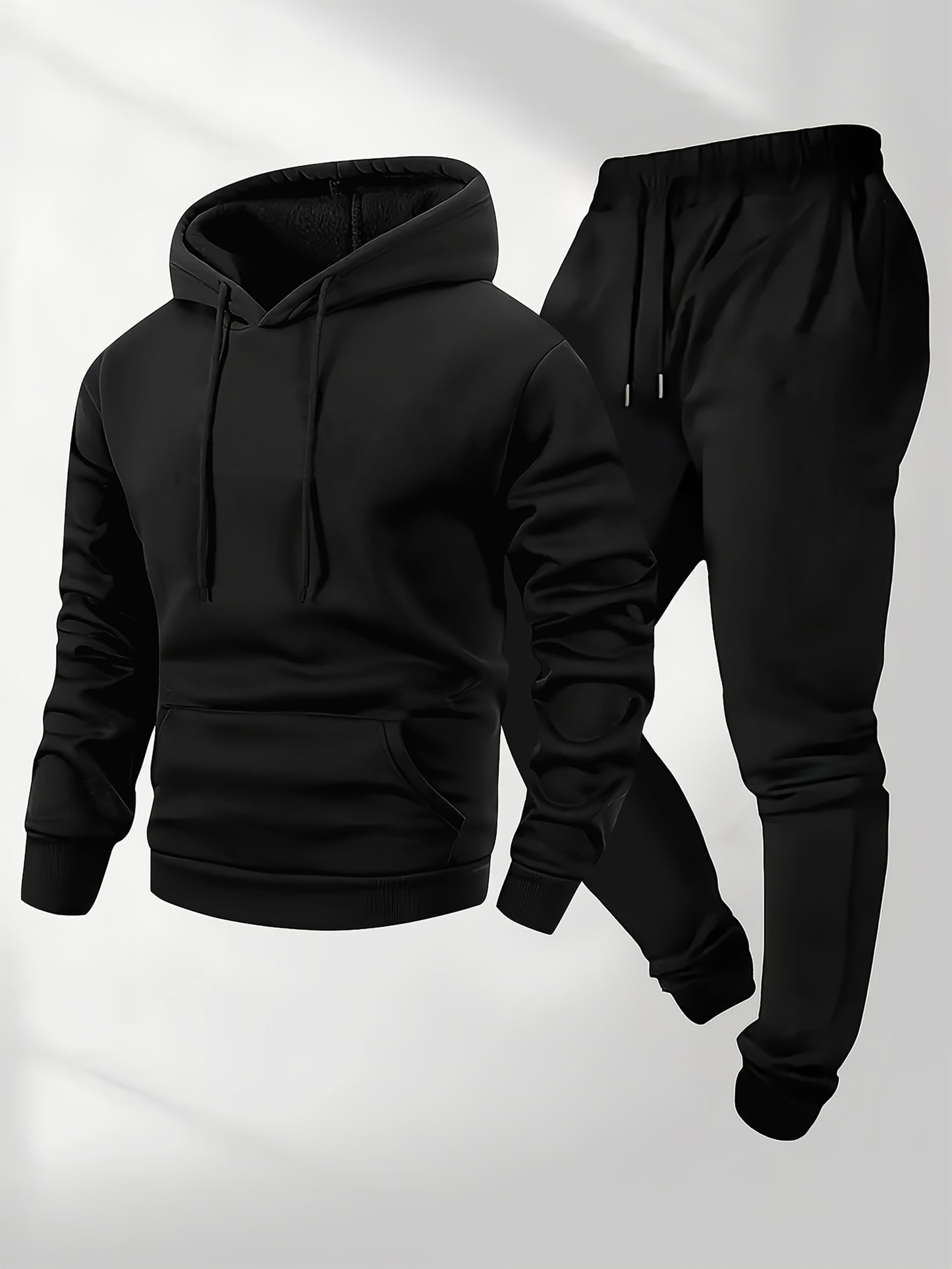 Men's Casual 3-Piece Polyester Sportswear Set with Hoodie