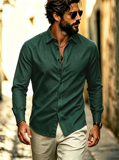 Men's Business Casual Long Sleeve Lyocell Shirt for Spring & Fall