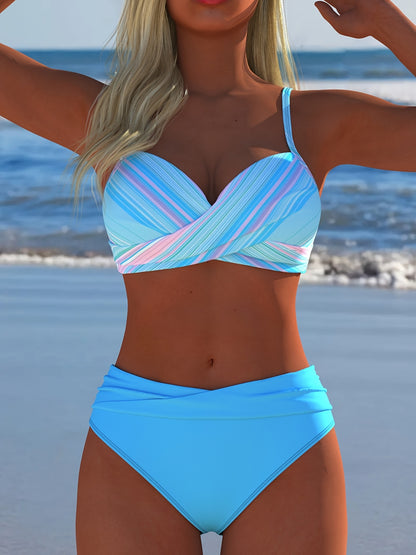 Women’s Two-Piece Swimwear Set with High Stretch Polyester