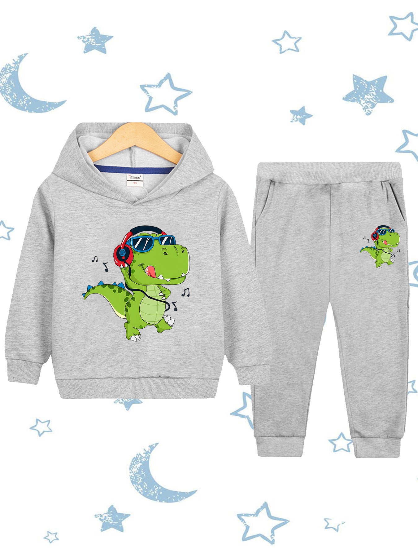 Kids Cotton Dinosaur Hoodie and Pants Set for Fall Winter
