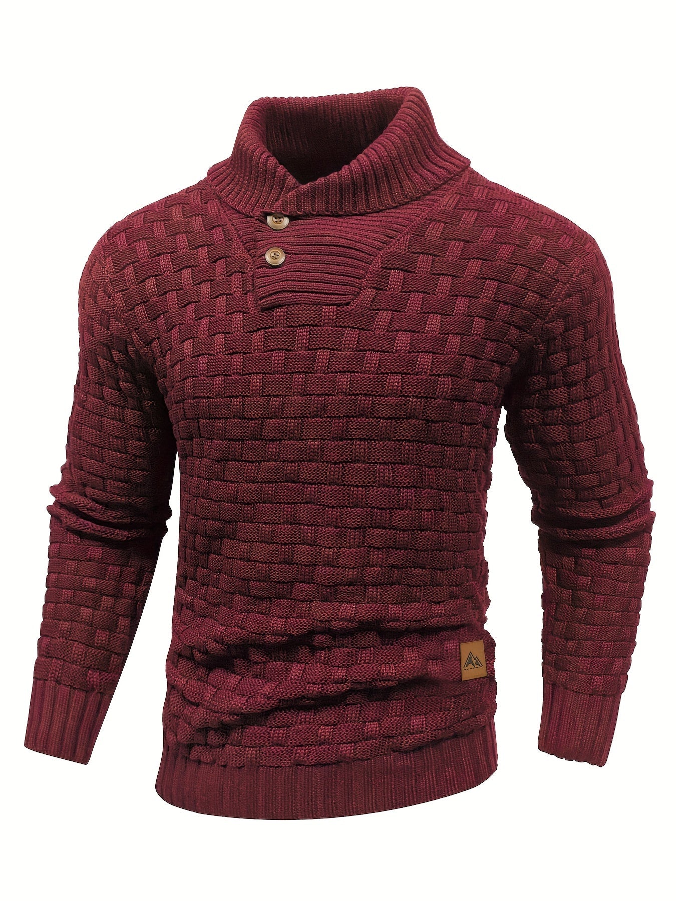Men's Casual Waffle Pattern High Stretch Sweater, Chic Mature Pullover Sweater For Fall Winter