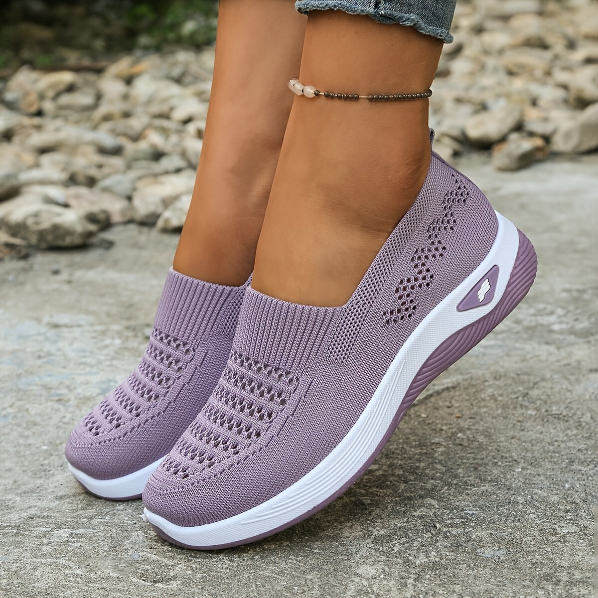 Women's Breathable Slip-On Flat Shoes with Soft PVC Sole