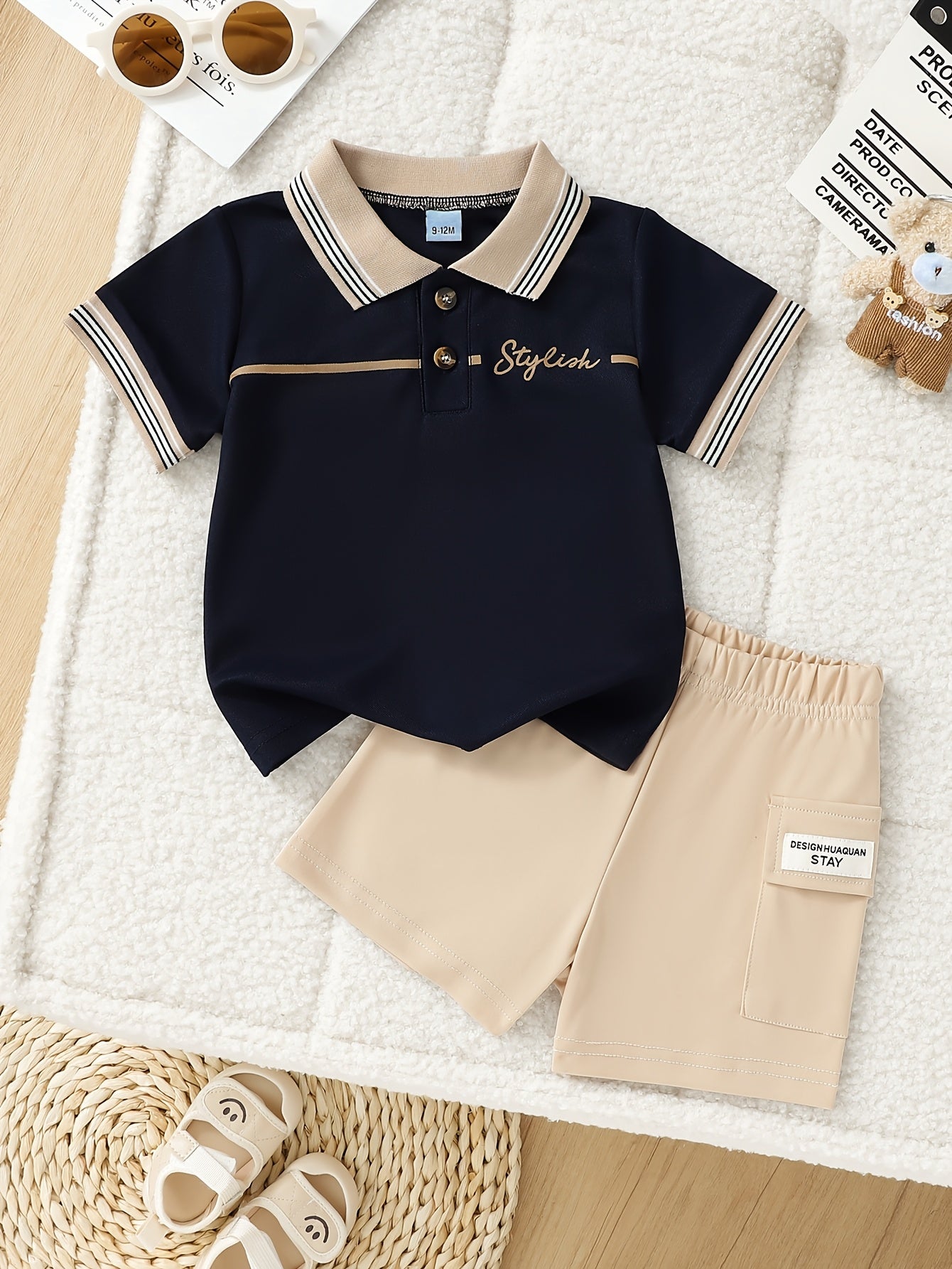 Boys' Summer Casual Polo Shirt & Lightweight Shorts Set