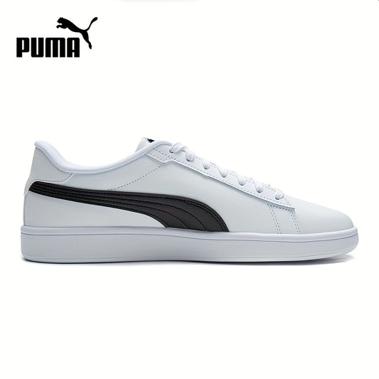 PUMA Unisex Low-Top Casual Sneakers - White  Black Contrast Design, Breathable PU Upper  Rubber Sole, Lace-Up Comfort Shoes for Men  Women, Sleek Sporty Design, Fabric Interior Lining, Durable Rubber Sole