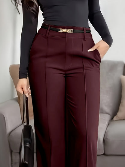Women's Elegant Solid Color Wide-Leg Business Casual Pants