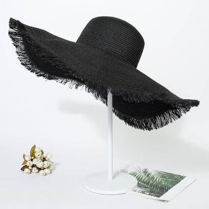 Women's Wide-Brim Straw Sun Hat Lightweight Foldable Beach Hat