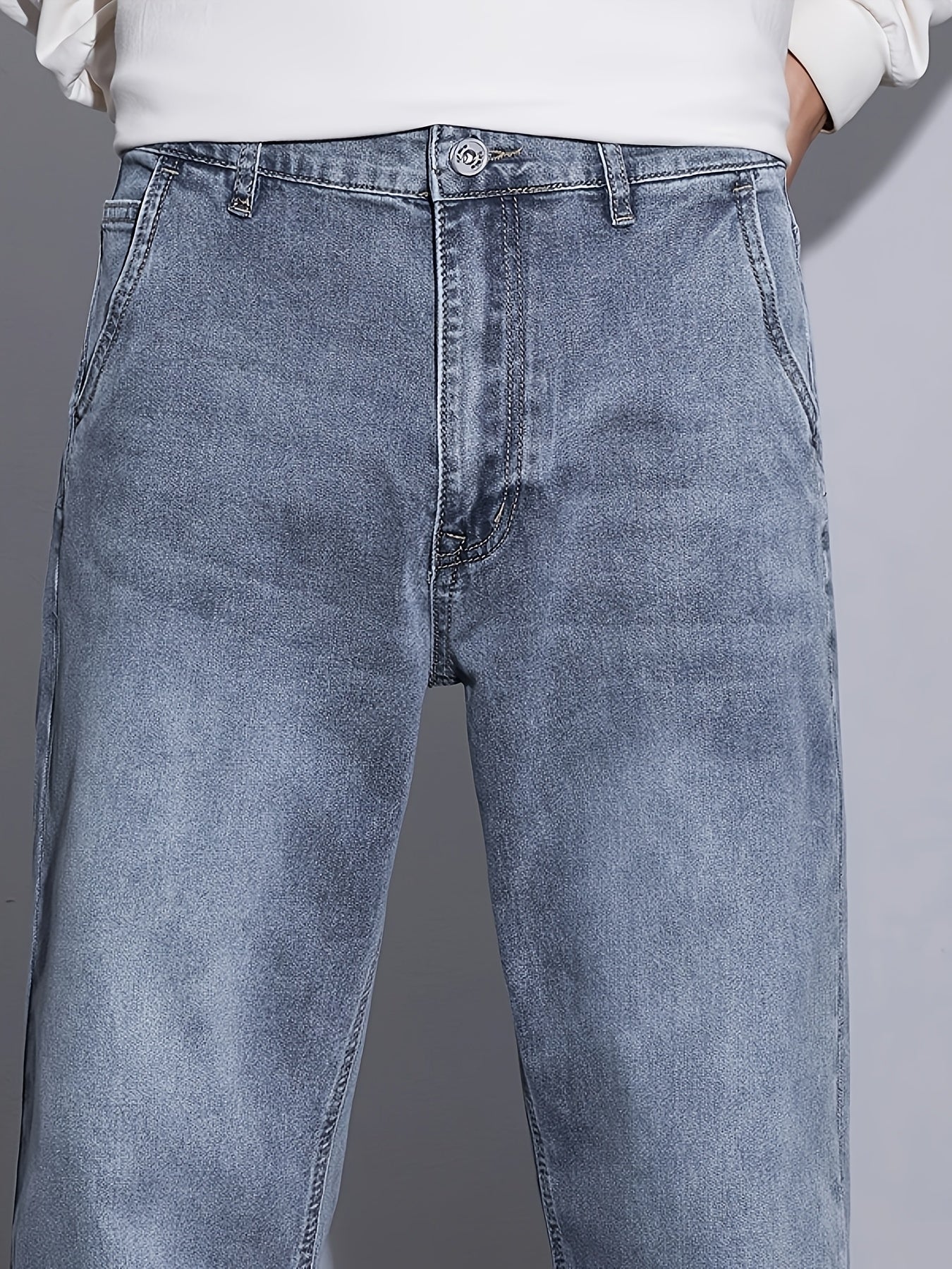 Youth Wide-Leg Loose Stretch Jeans, Vintage Washed, All-Season