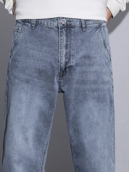 Youth Wide-Leg Loose Stretch Jeans, Vintage Washed, All-Season