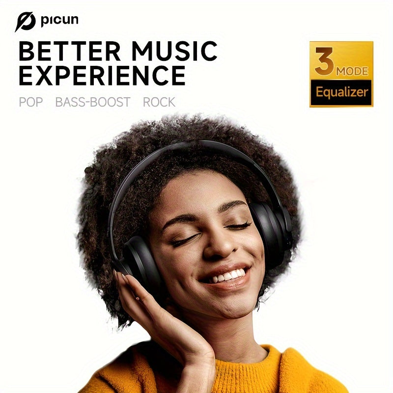 Picun Wireless Headphones, 120 Hours Headphones Wireless, Hands-Free Calls, 3EQ &Game Mode, Foldable Headphones Over Ear for Travel Home Office Cellphone PC