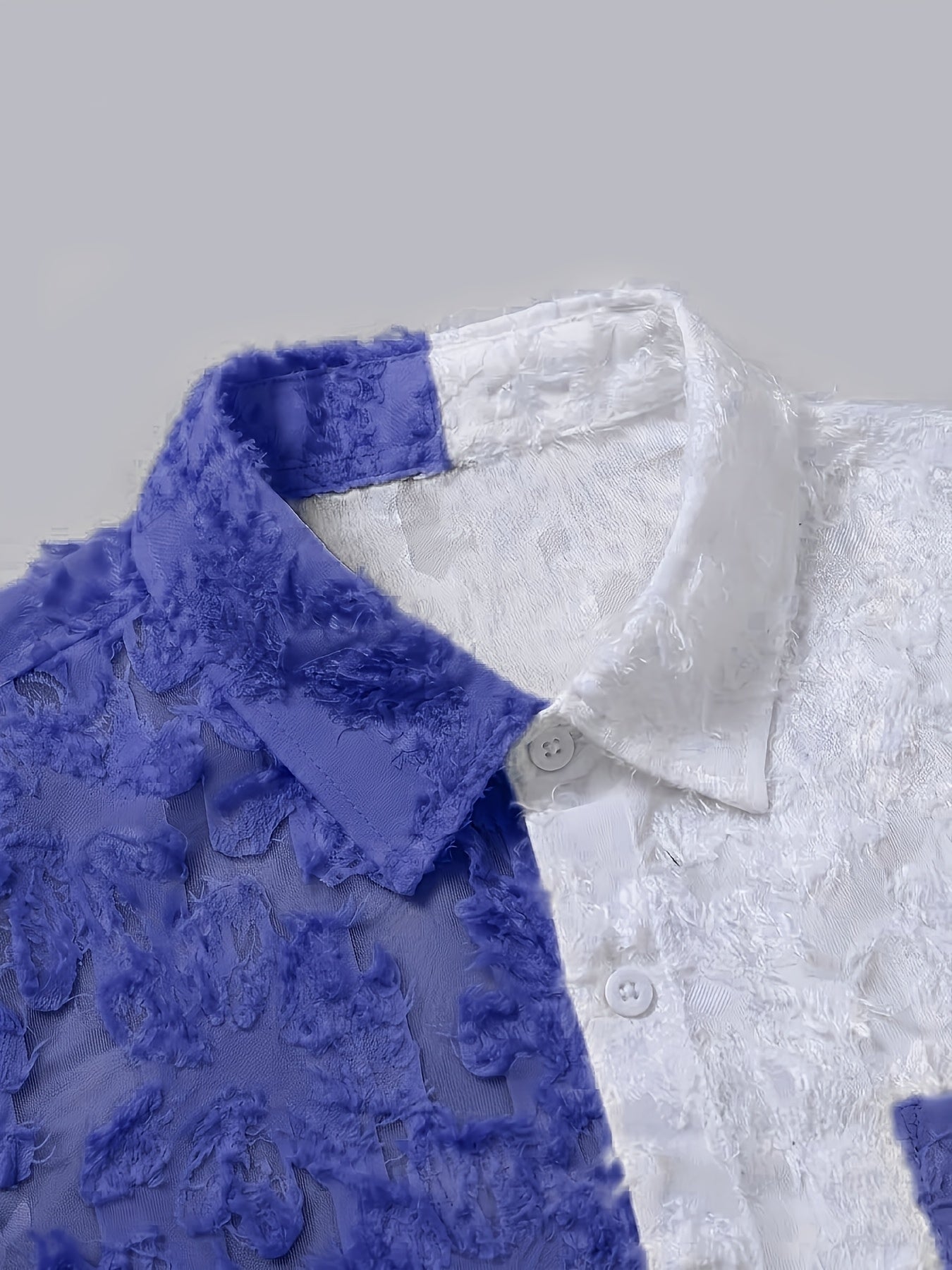 Men's Casual Sheer Lapel Collar Short Sleeve Shirt for Summer
