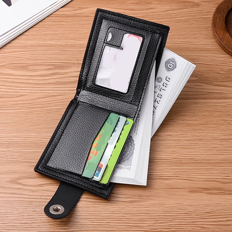 New Safety Button Lock Men's Wallet with Zipper Compartment - with Stone Texture, Multi-Section Cash/Pocket Organizer, Closure for & s, Everyday Carry or Gift for Dad/Husband (Style Suitable for)