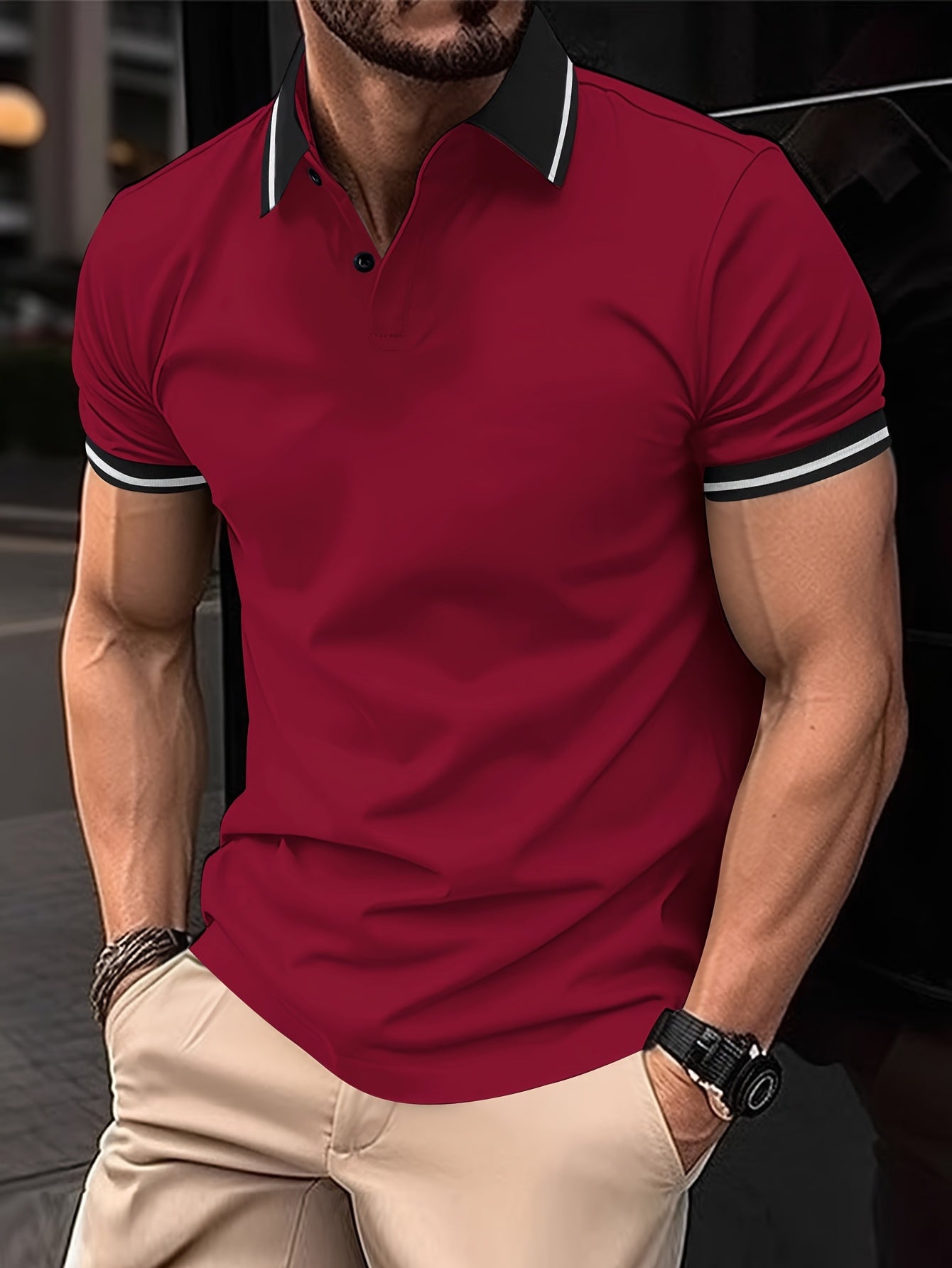 A Breathable And Fitted Golf Shirt, Men'S Casual V-Neck Short-Sleeve T-Shirt, Summer Men'S Apparel - ayq