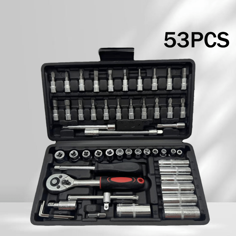 53 High-Cost-Performance Automotive Repair Tools! A Professional Toolbox That Provides a One-Stop Solution for Essential Components, Suitable for Basic Repairs And Routine Maintenance Across Various Vehicle Models. The Comple