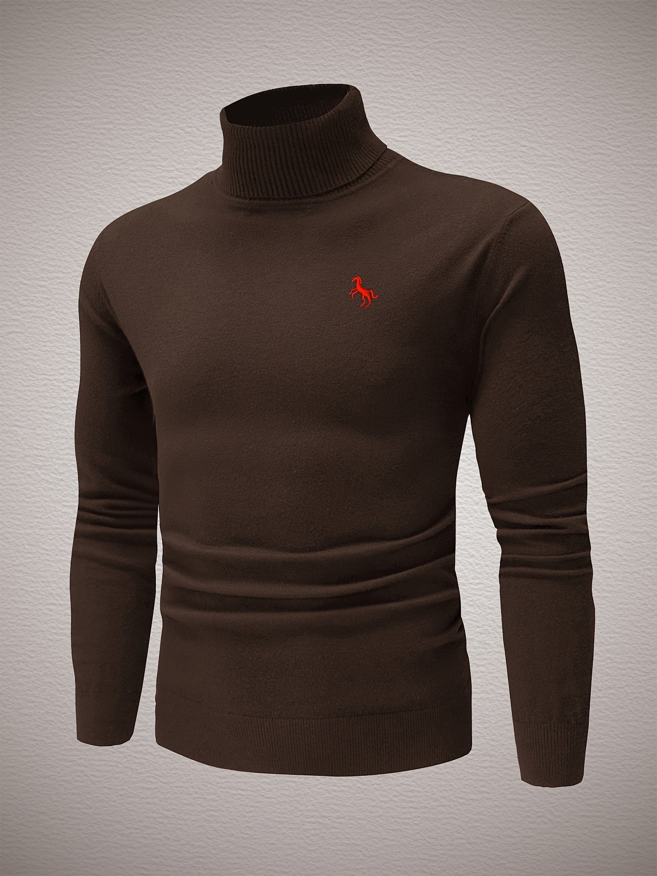 Men's Slim Fit High-Neck Knitted Pullover Sweater for Fall/Winter