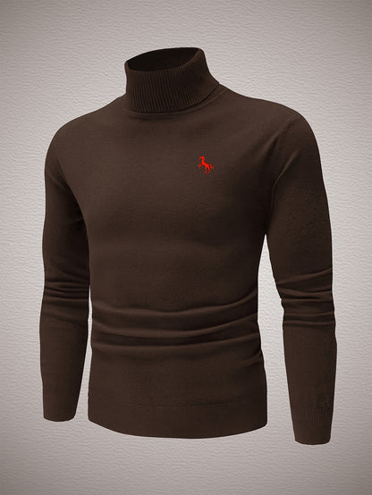Men's Slim Fit High-Neck Knitted Pullover Sweater for Fall/Winter