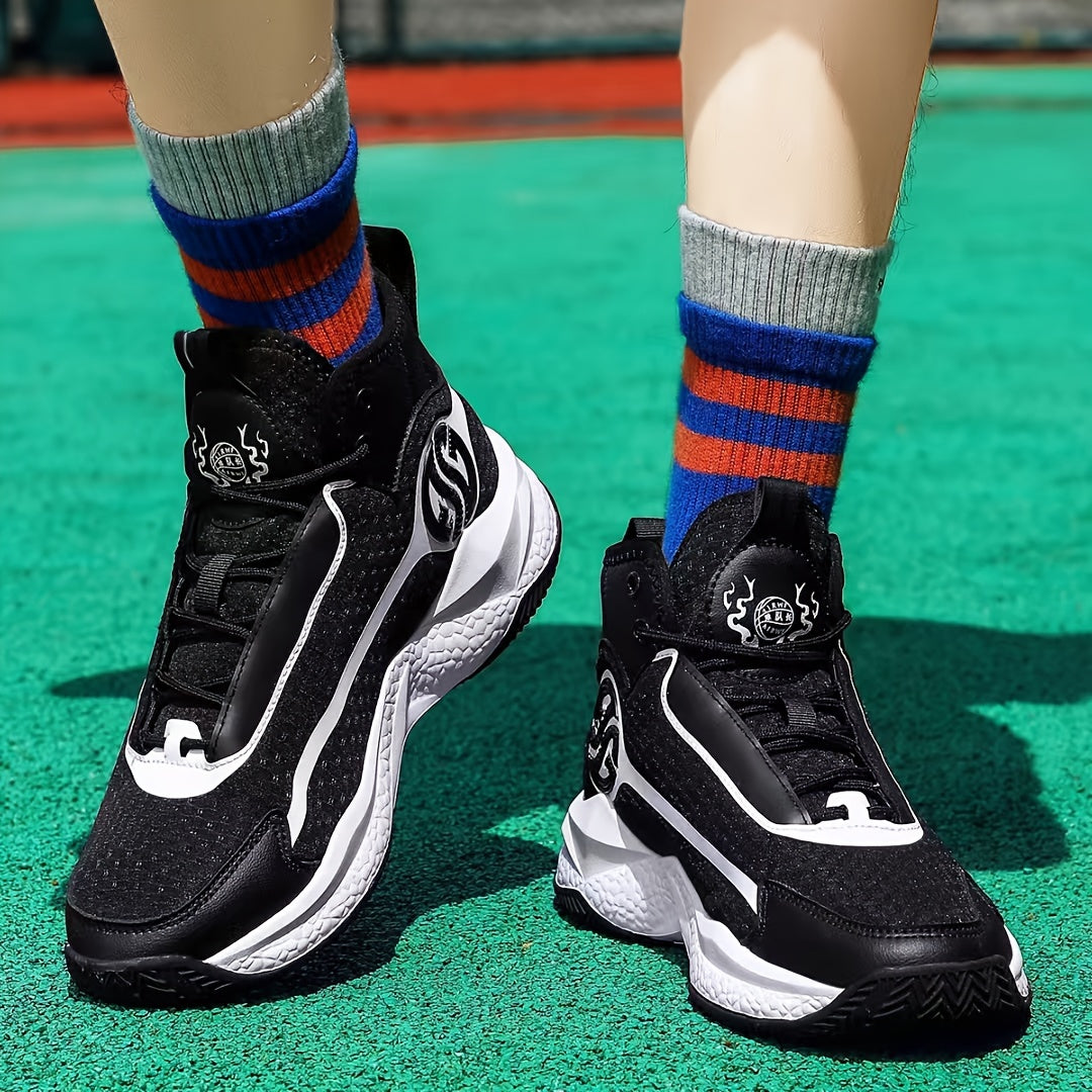 Unisex Fashion Sports Sneakers - Casual Street Athletic Running Shoes with Breathable Fabric Upper, Mid Top Lace-Up, Rubber EVA Sole, All-Season Comfort, Round Toe for Training  Basketball